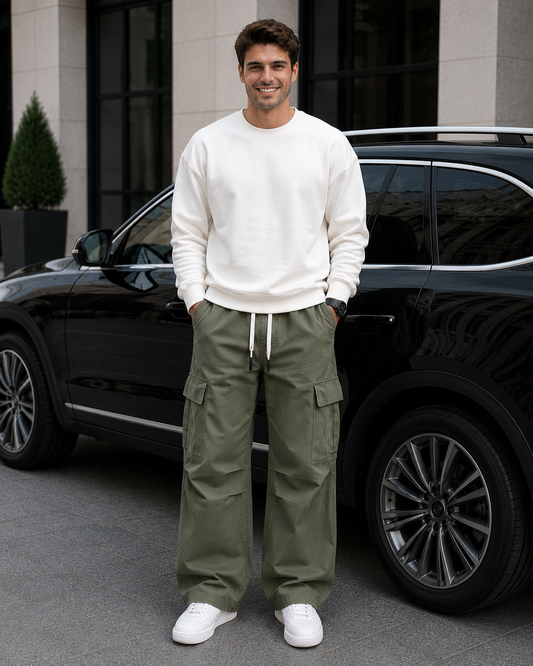 Luke | Pantalons décontractés à poches cargo à jambes larges