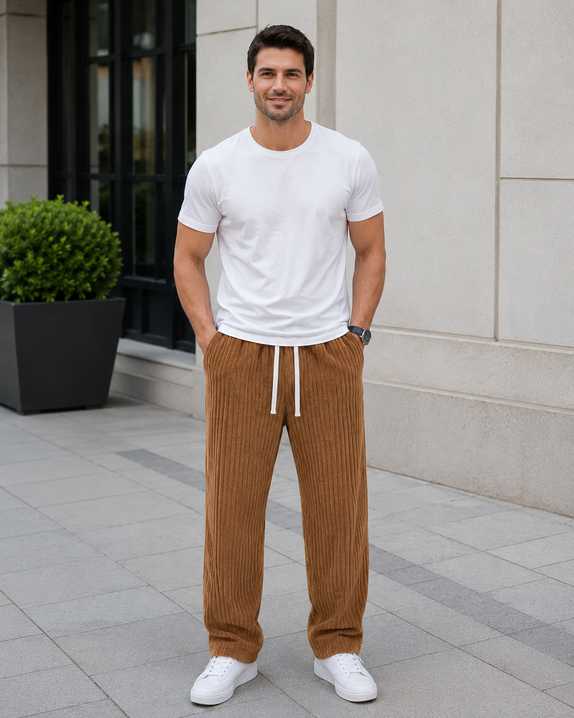 Orion | Pantalon en velours côtelé avec taille élastique