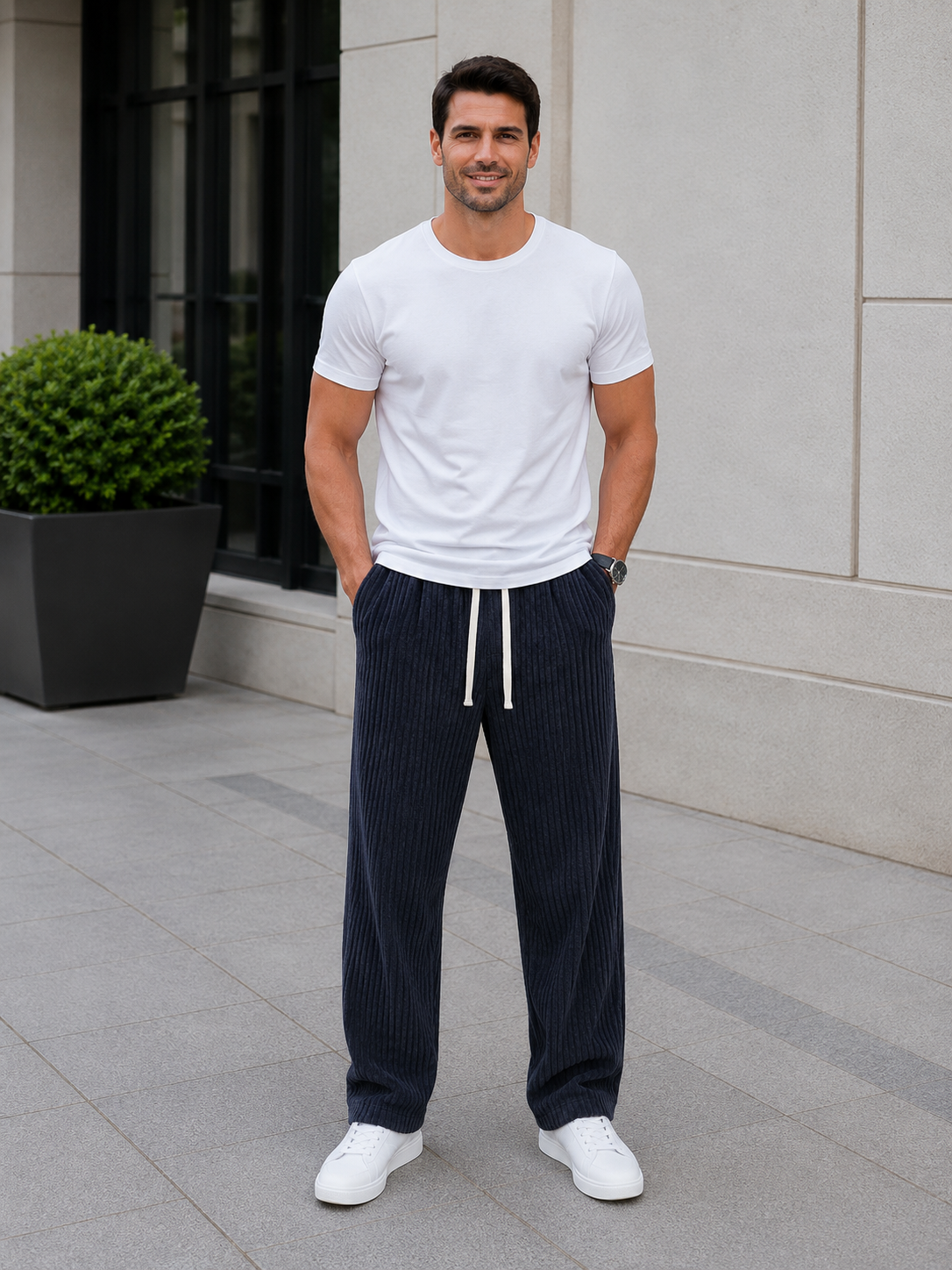 Orion | Pantalon en velours côtelé avec taille élastique