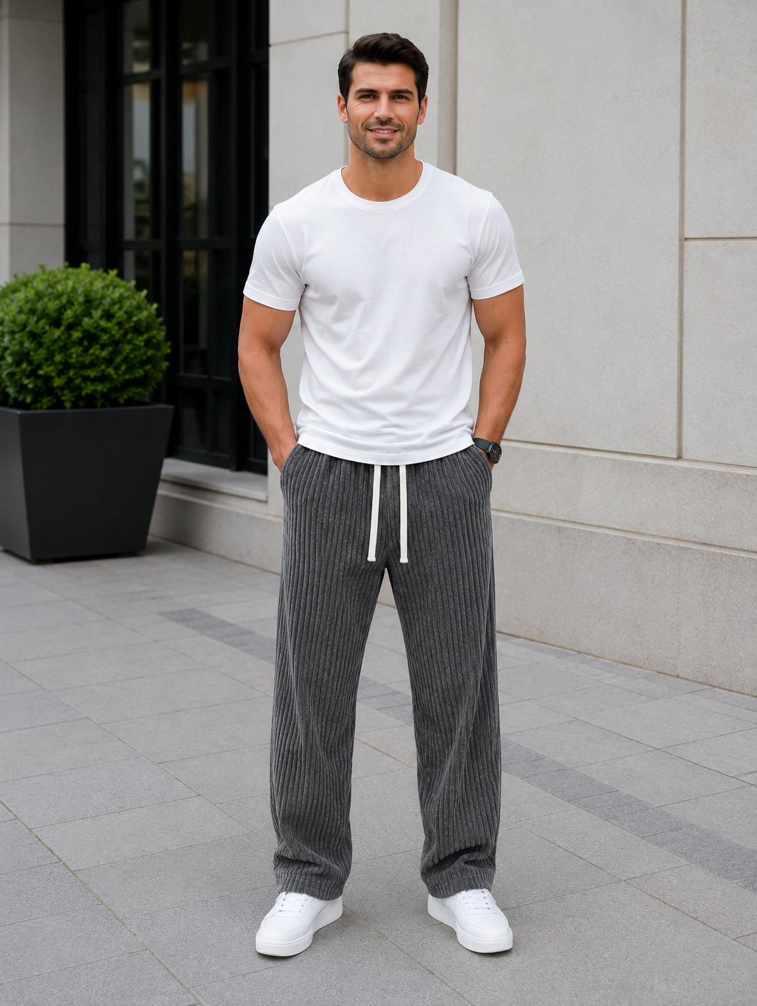 Orion | Pantalon en velours côtelé avec taille élastique