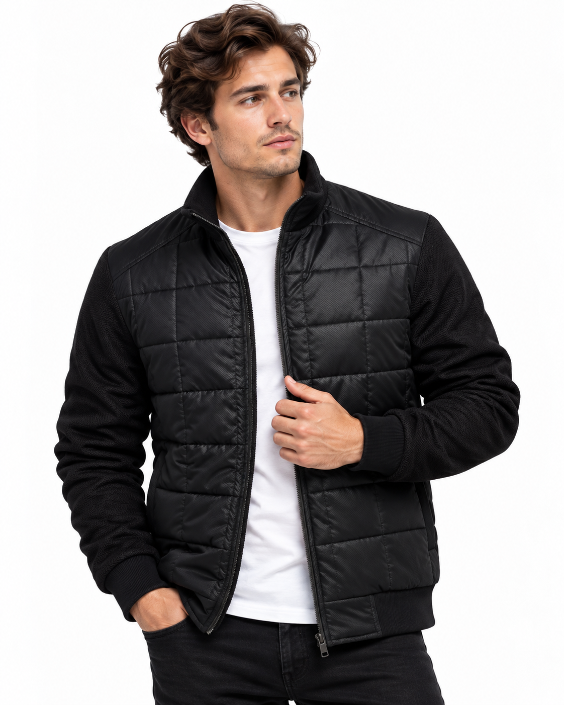 Damian | Veste matelassée avec manches en maille