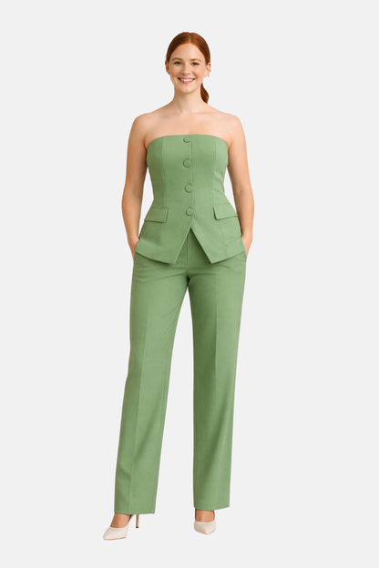 Ensemble Combinaison d’Été Femme – Haut et Pantalon à Boutons
