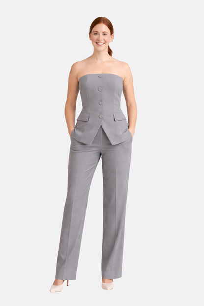Ensemble Combinaison d’Été Femme – Haut et Pantalon à Boutons