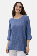 LIVIA | Blouse tunique femme oversize en coton-lin avec décolleté en O