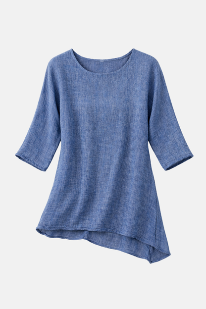 LIVIA | Blouse tunique femme oversize en coton-lin avec décolleté en O