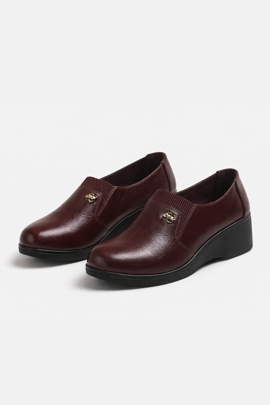 Bottines Éléguantes à Talon Wedge en Cuir