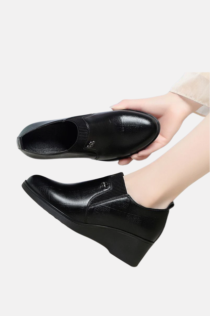 Bottines Éléguantes à Talon Wedge en Cuir