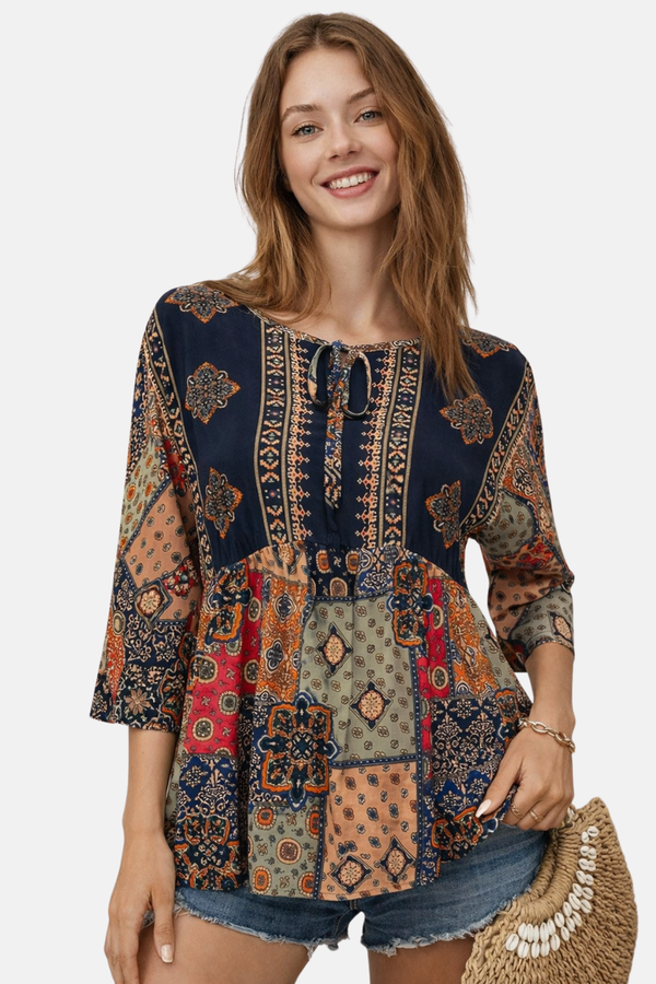 T-Shirt Élégant Femme – Manches Trois-Quarts