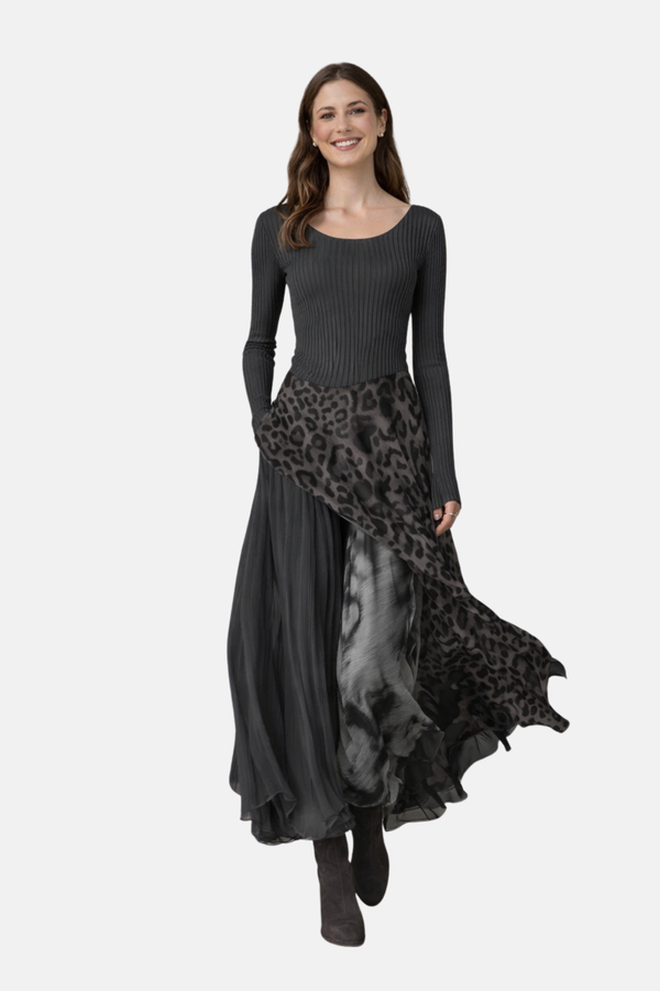 NKEM | Robe longue avec imprimé léopard élégant