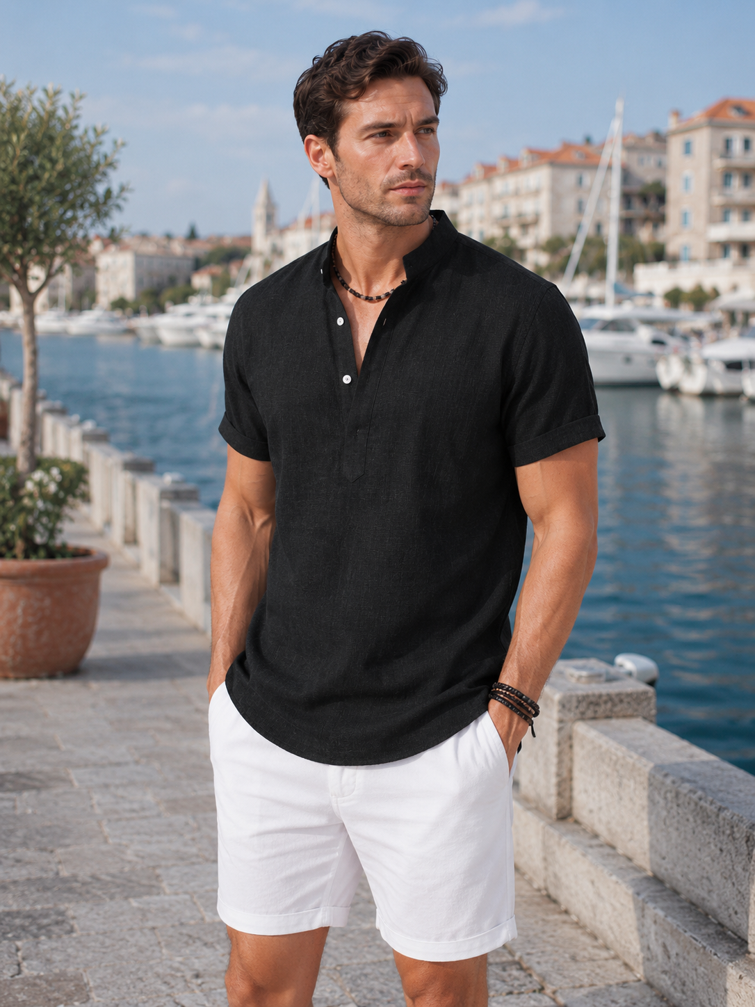 Kairo | Chemise à Manches Courtes avec Col Mandarin