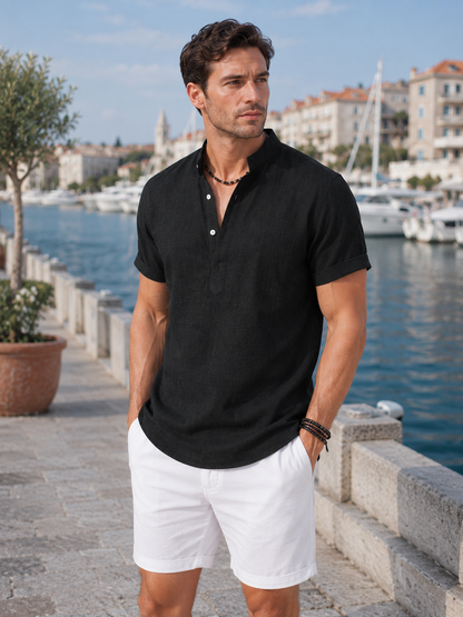 Kairo | Chemise à Manches Courtes avec Col Mandarin