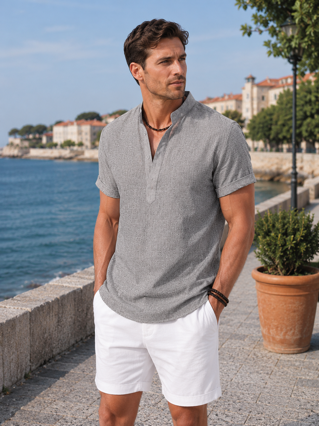 Kairo | Chemise à Manches Courtes avec Col Mandarin