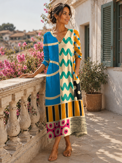 Maine | Robe Bohème Artistique à Imprimés Colorés