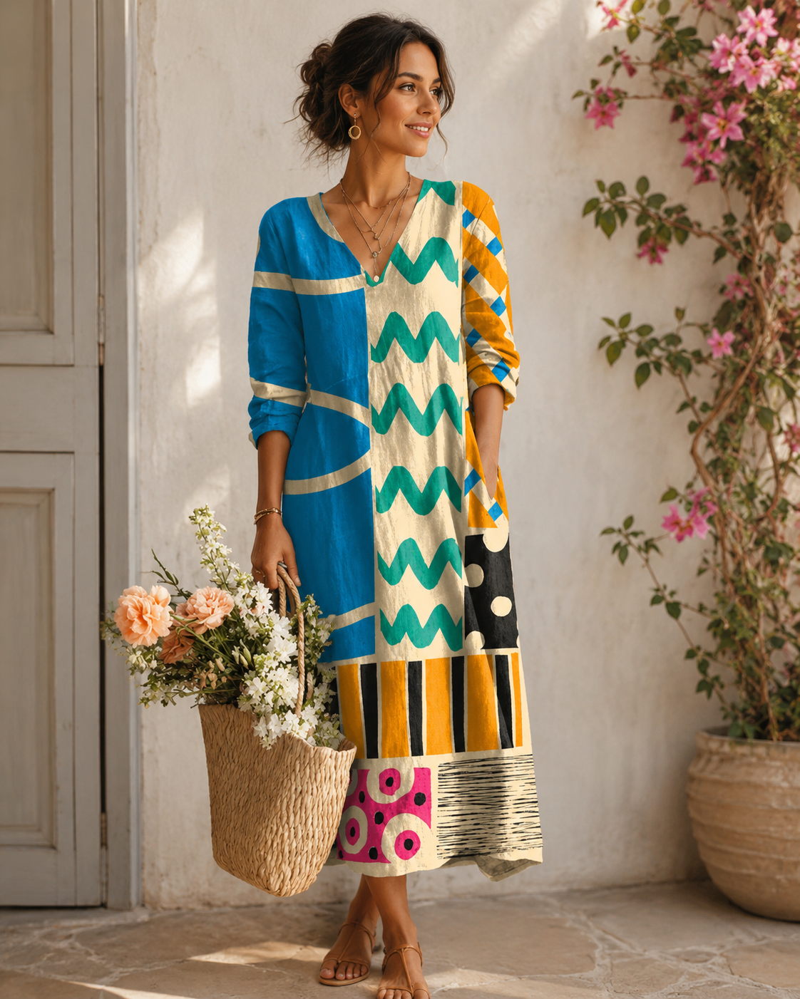 Maine | Robe Bohème Artistique à Imprimés Colorés