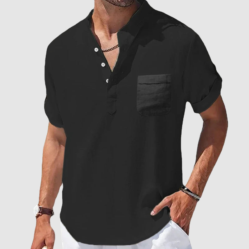 Jim | Chemise Henley Décontractée à Manches Courtes