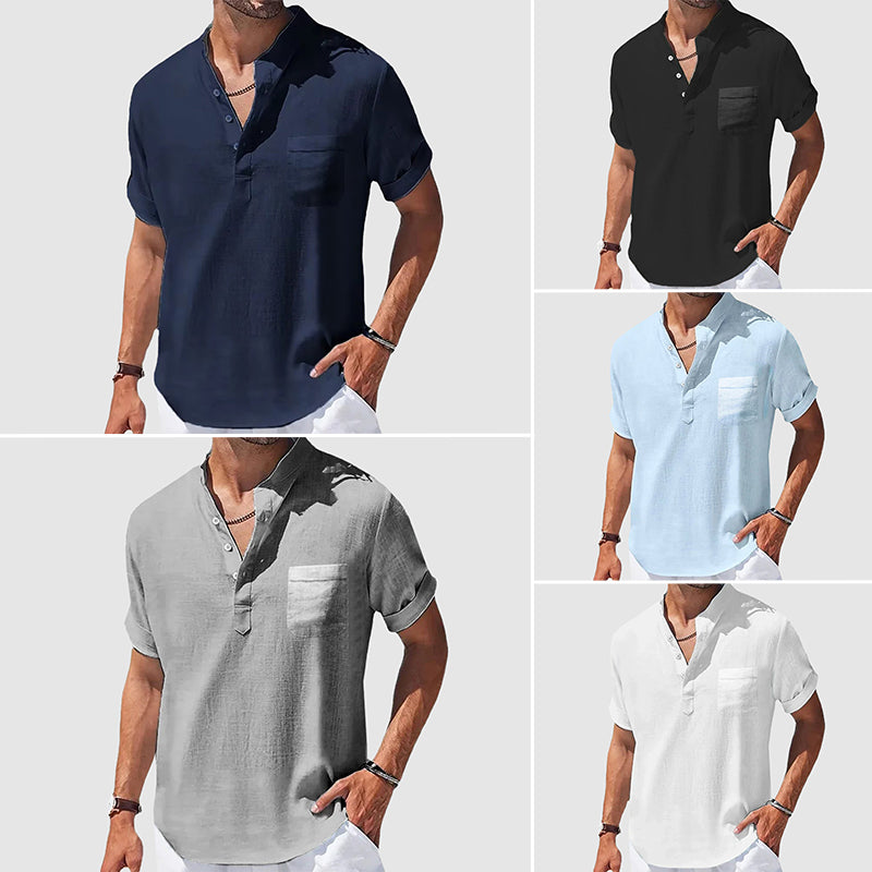 Jim | Chemise Henley Décontractée à Manches Courtes