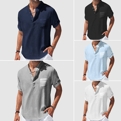 Jim | Chemise Henley Décontractée à Manches Courtes