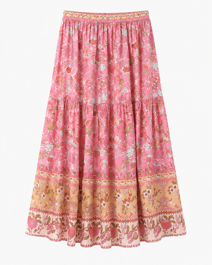 Rin | Jupe Maxi Boho Florale Rose