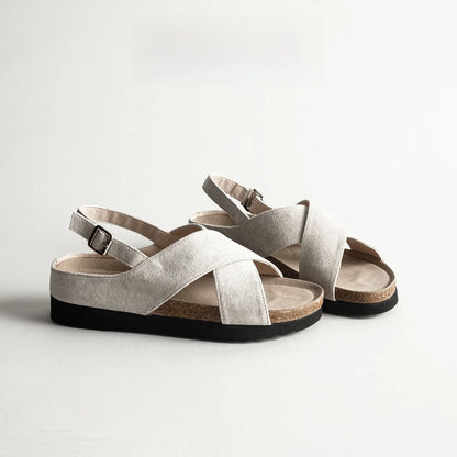 Winnie | Sandales pour Femmes en Cuir Véritable à Semelle Épaisse avec Bandes Croisées