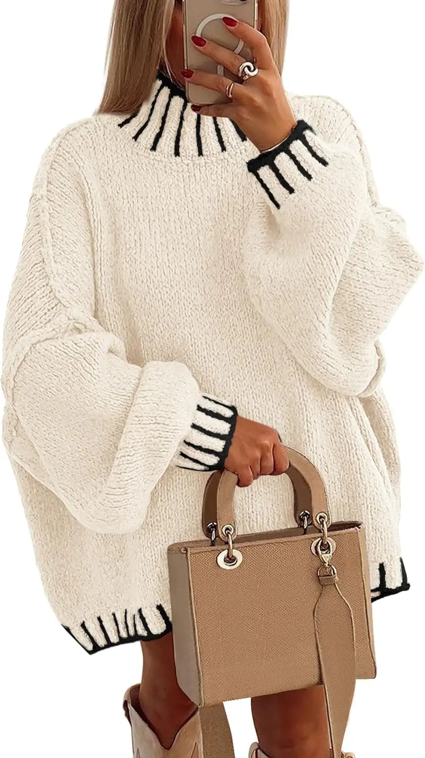 Doris | Pull décontracté pour femmes col montant en tricot épais
