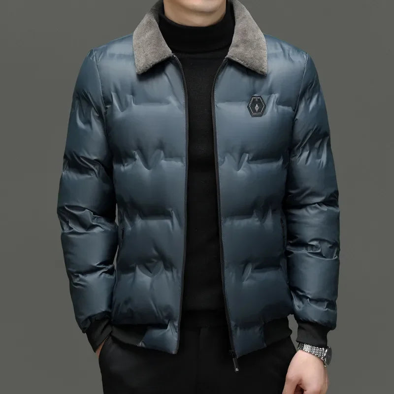 Richard | Veste en coton pour hommes, col en fourrure, chaude et confortable, rembourrée