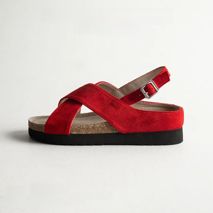 Winnie | Sandales pour Femmes en Cuir Véritable à Semelle Épaisse avec Bandes Croisées