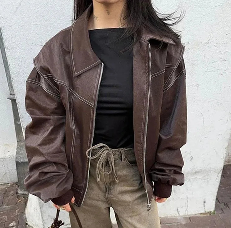Eudora | Veste Vintage PU Femme Mode Urbaine