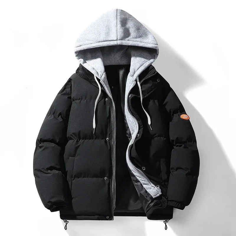 Boulanger | Nouveau Style Faux Deux-Pièces Manteau de Pain Chaud à Capuche