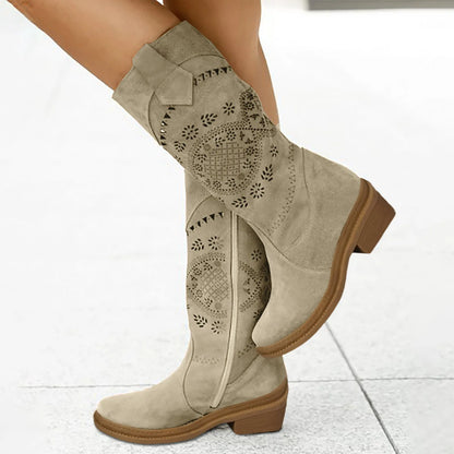 Solenne | Bottes de commerce extérieur avec broderie creuse