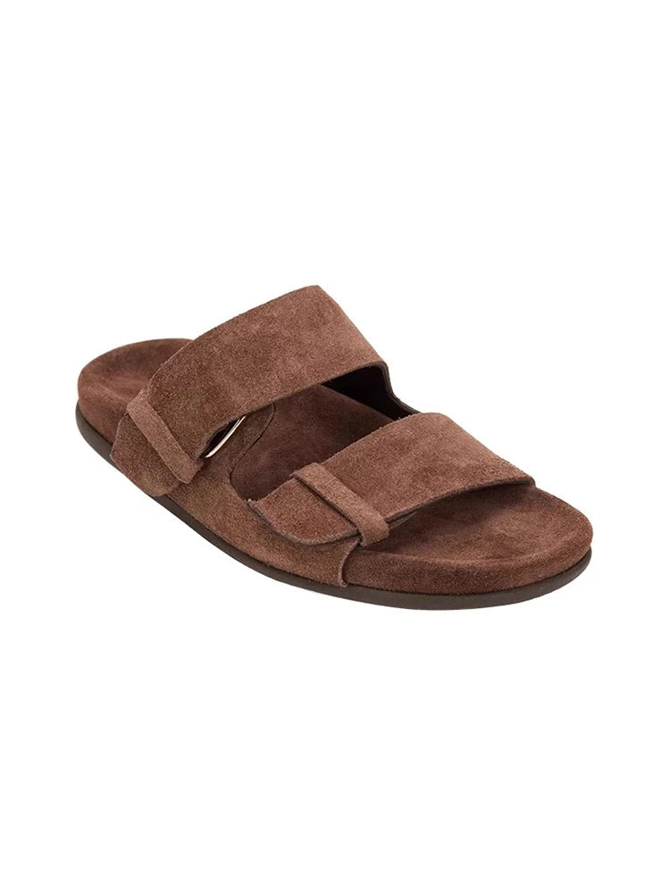 Nerissa | Sandales Femme en Cuir à Semelle Plate de Style Rétro