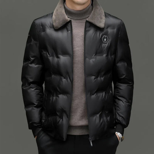 Richard | Veste en coton pour hommes, col en fourrure, chaude et confortable, rembourrée