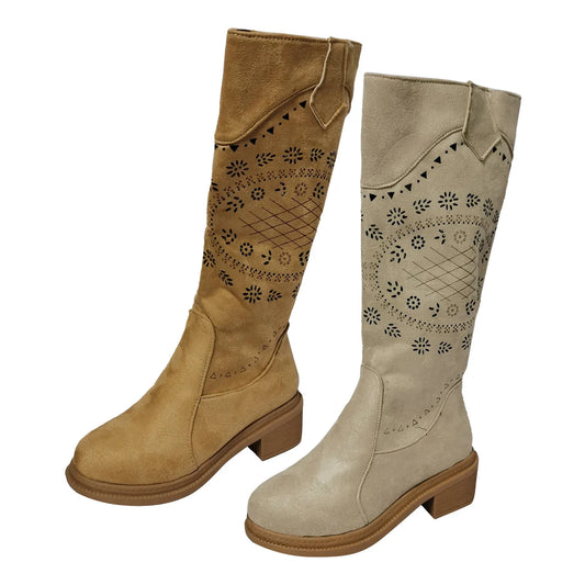 Solenne | Bottes de commerce extérieur avec broderie creuse