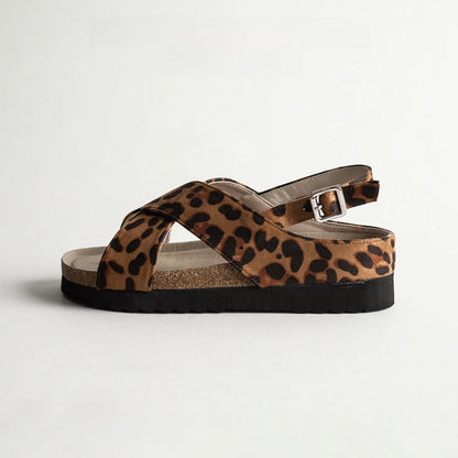 Winnie | Sandales pour Femmes en Cuir Véritable à Semelle Épaisse avec Bandes Croisées