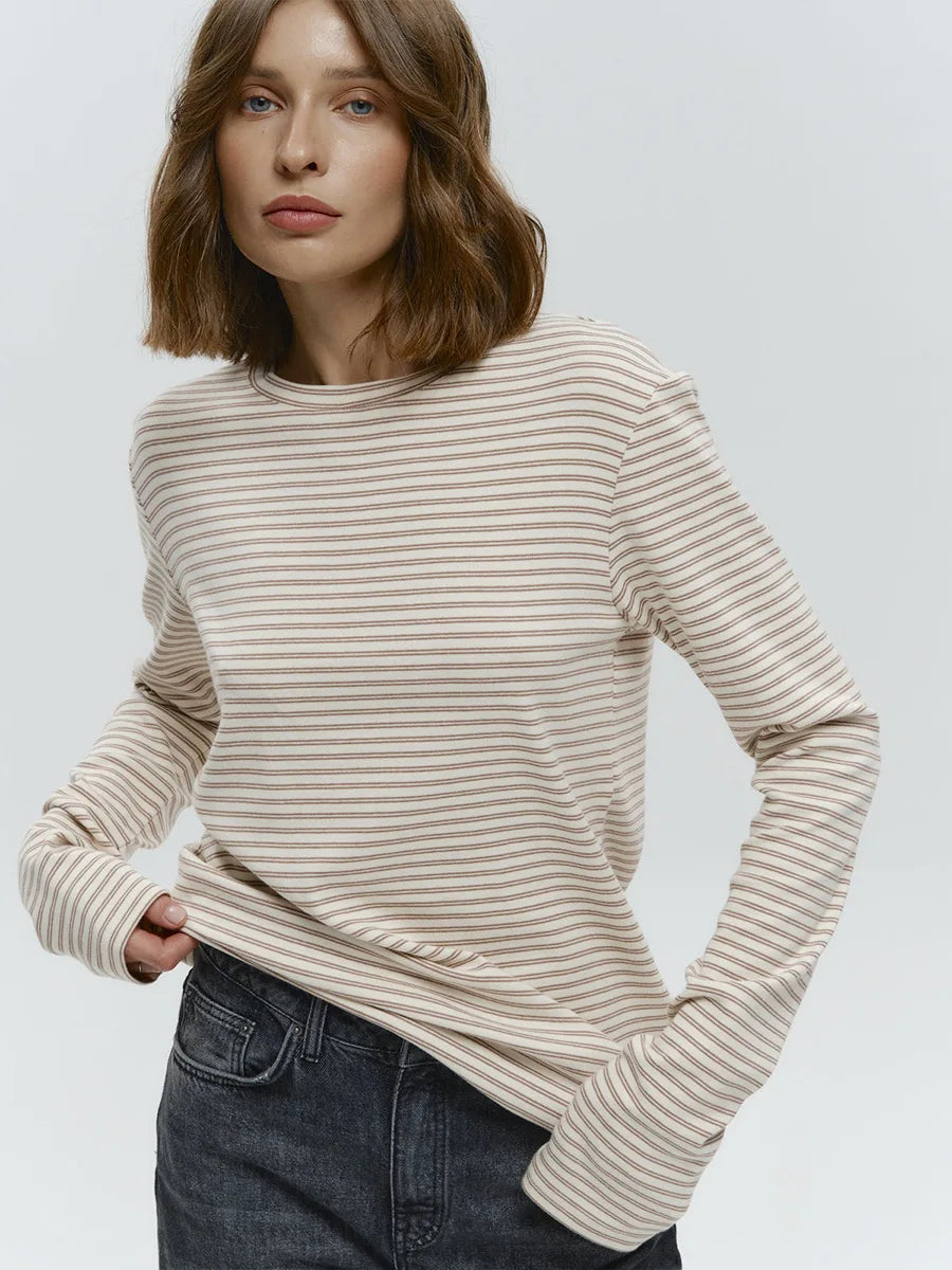 Ilana | Pull décontracté simple en coton rayé pour femmes