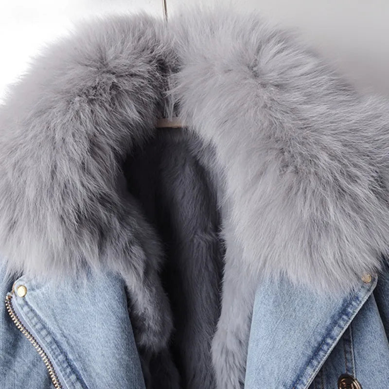 Lauren | Veste en Jean Slim-Fit avec Détail en Fourrure