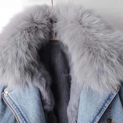 Lauren | Veste en Jean Slim-Fit avec Détail en Fourrure