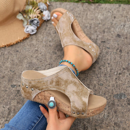 Jaycee | Sandales à talon compensé ouvertes Vintage