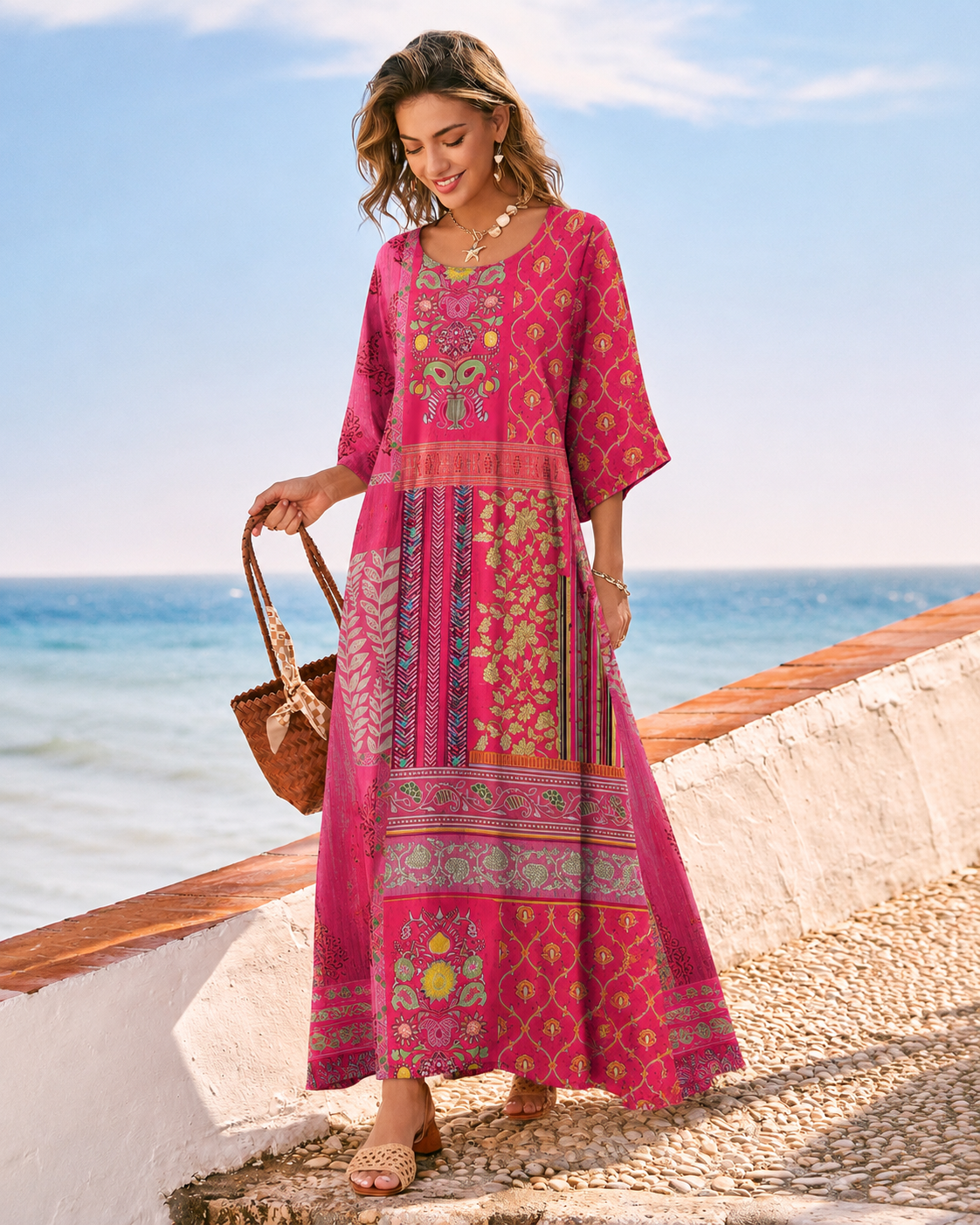 Mica | Robe Maxi Bohème à Imprimé Artistique