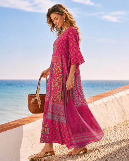 Mica | Robe Maxi Bohème à Imprimé Artistique