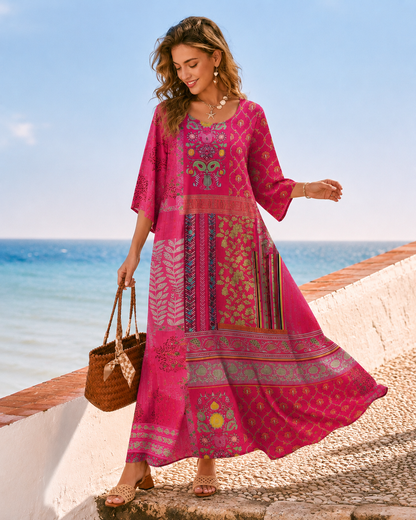 Mica | Robe Maxi Bohème à Imprimé Artistique
