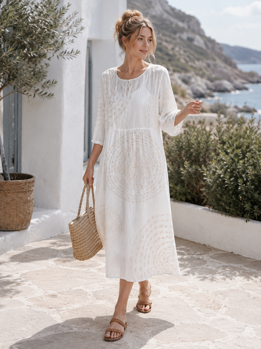 Dai | Robe Décontractée Texturée à Motifs Brodés