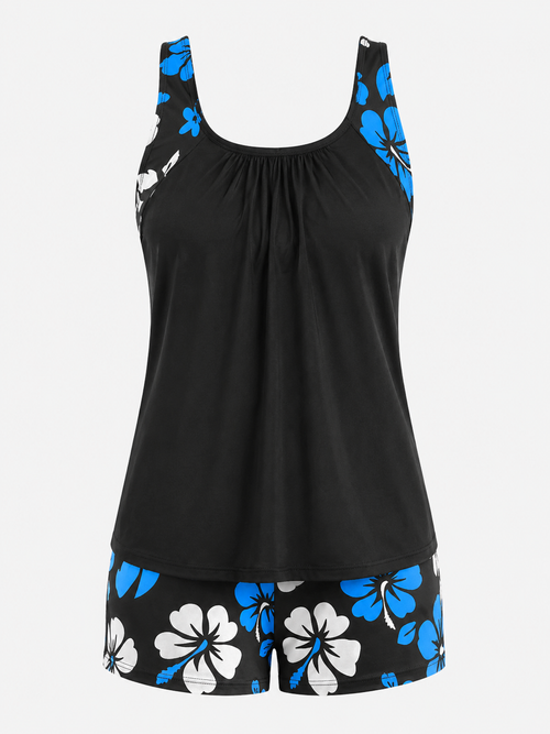 Noir avec Fleurs Bleues