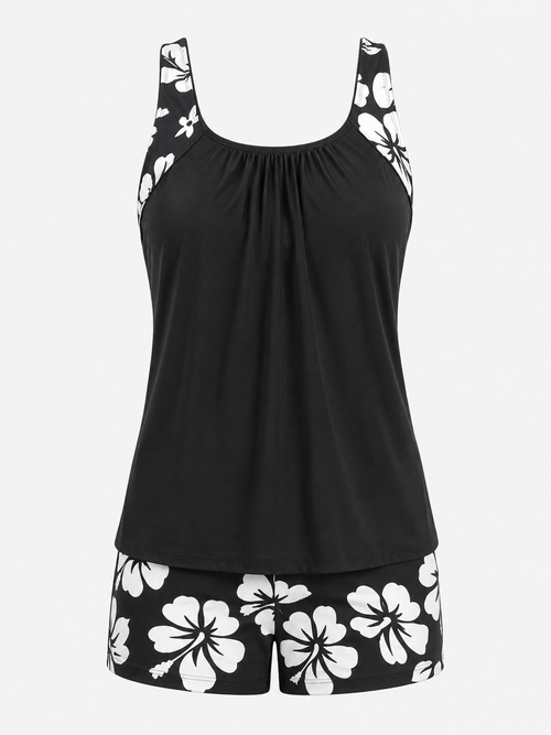 Noir avec Fleurs Blanches
