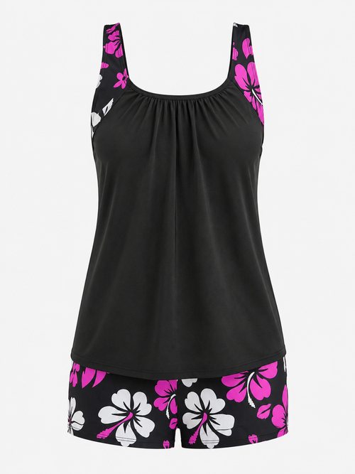 Noir avec Fleurs Roses