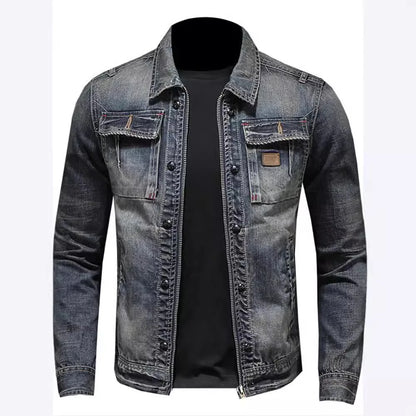 Rory | Veste en Jean Biker Rétro Élégante Ajustée pour Homme