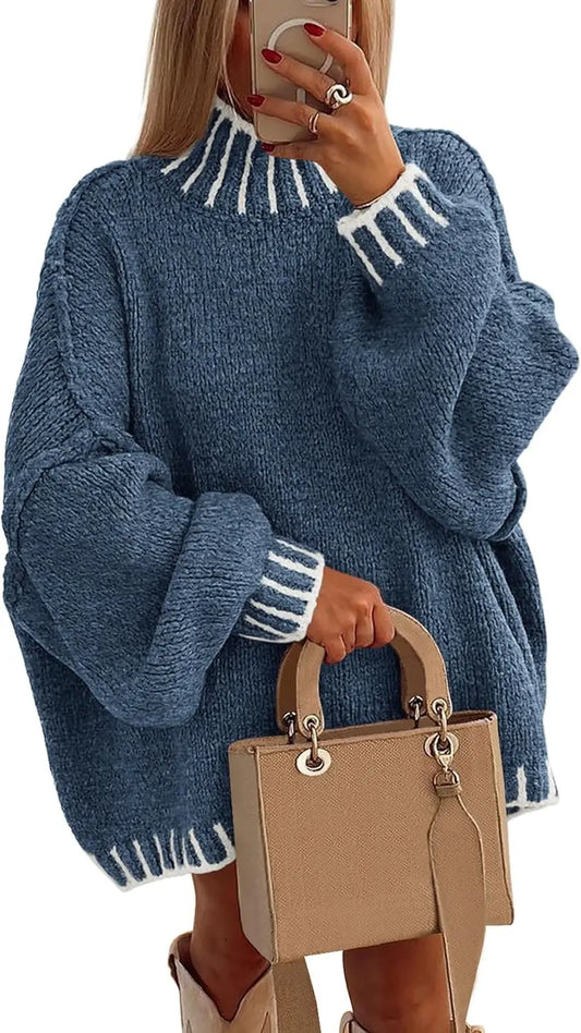 Doris | Pull décontracté pour femmes col montant en tricot épais