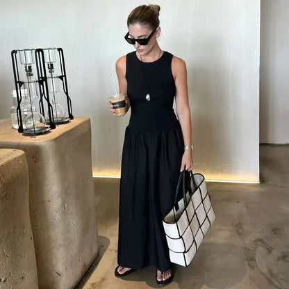 Robe Longue Femme Noire – Sans Manches Élégante & Vintage