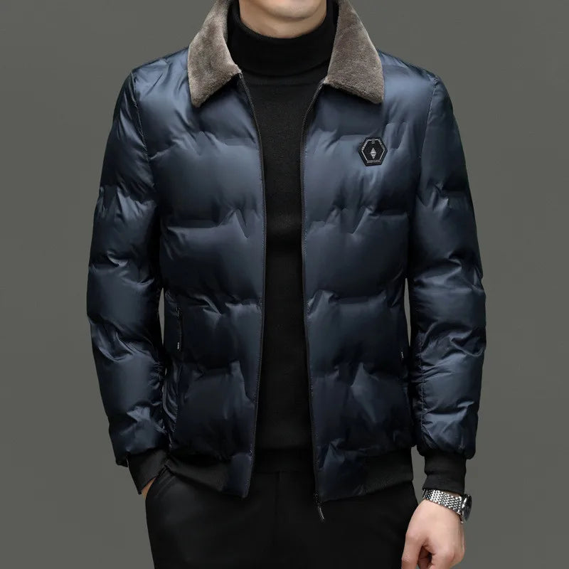 Richard | Veste en coton pour hommes, col en fourrure, chaude et confortable, rembourrée