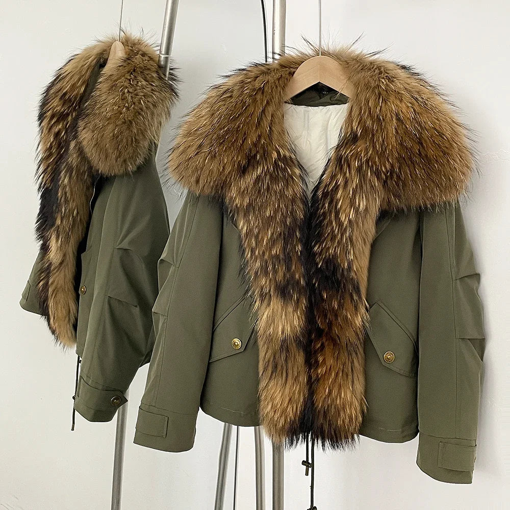 Calantha | Manteau en duvet avec col en véritable fourrure de renard