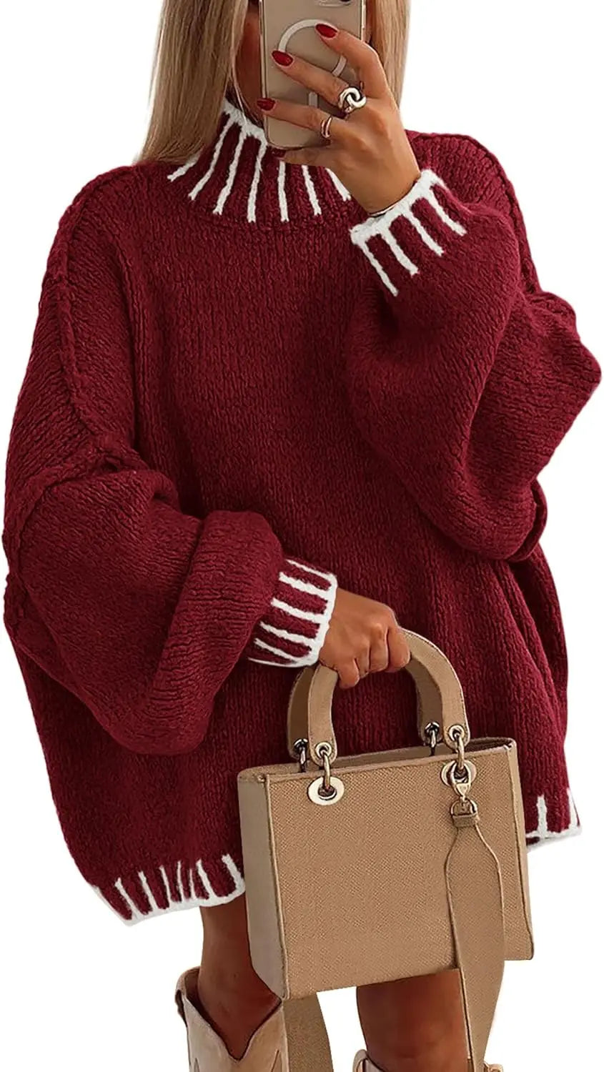 Doris | Pull décontracté pour femmes col montant en tricot épais